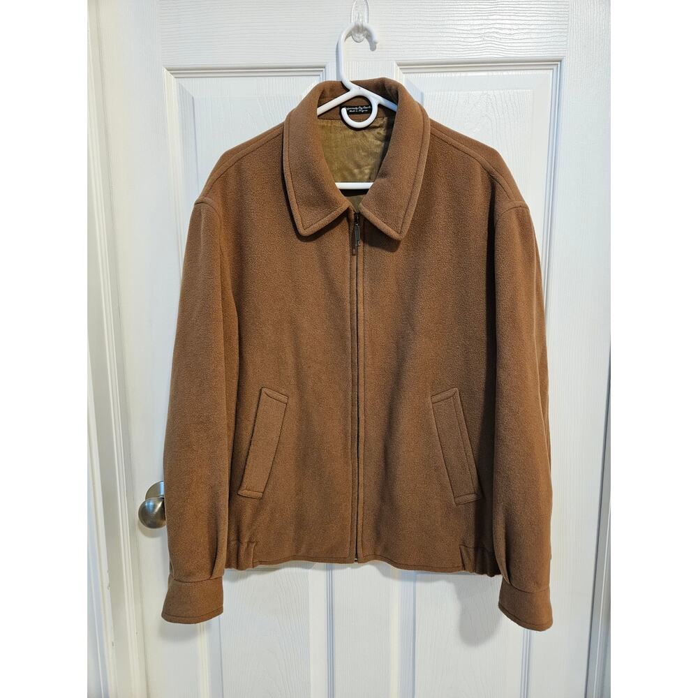 Baracuta Cashmere Blend Wool Jacket Mens Brown Full Zip Harrington Style XL